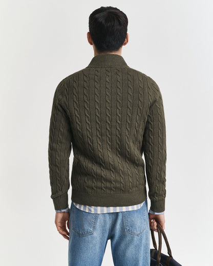 Cotton Cable Knit Half-Zip Sweater