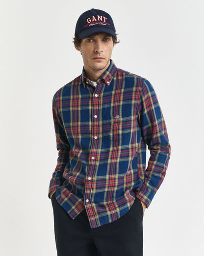 Regular Fit Checked Indigo Twill Shirt
