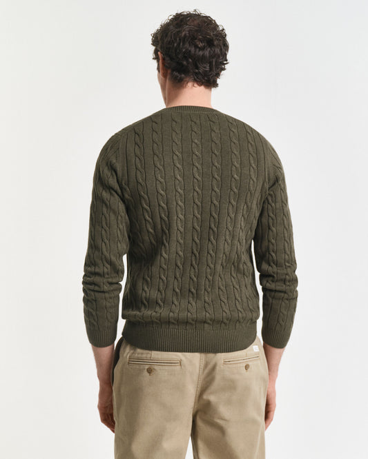 Cotton Cable Knit Crew Neck Sweater