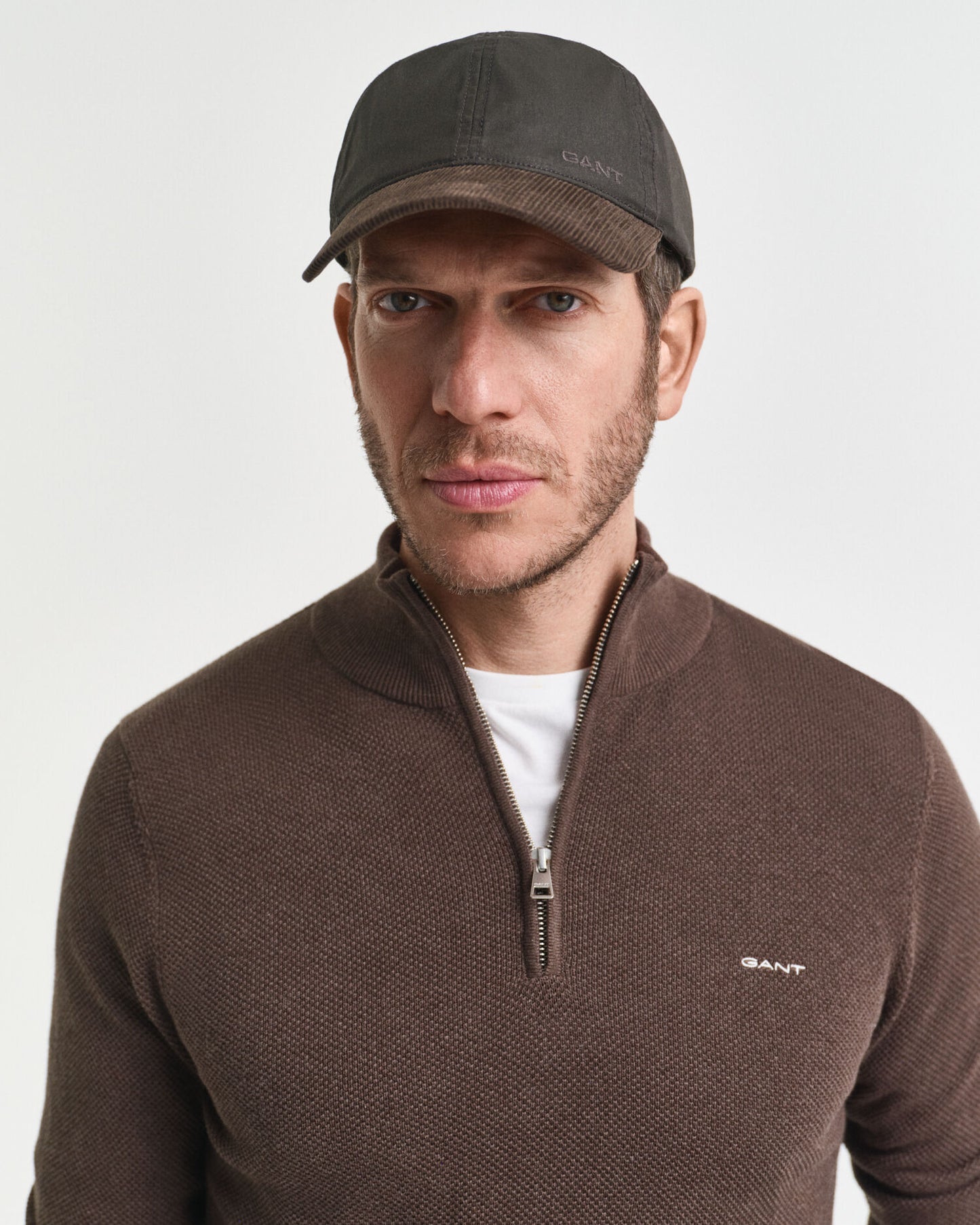 Cotton Piqué Half-Zip Sweater