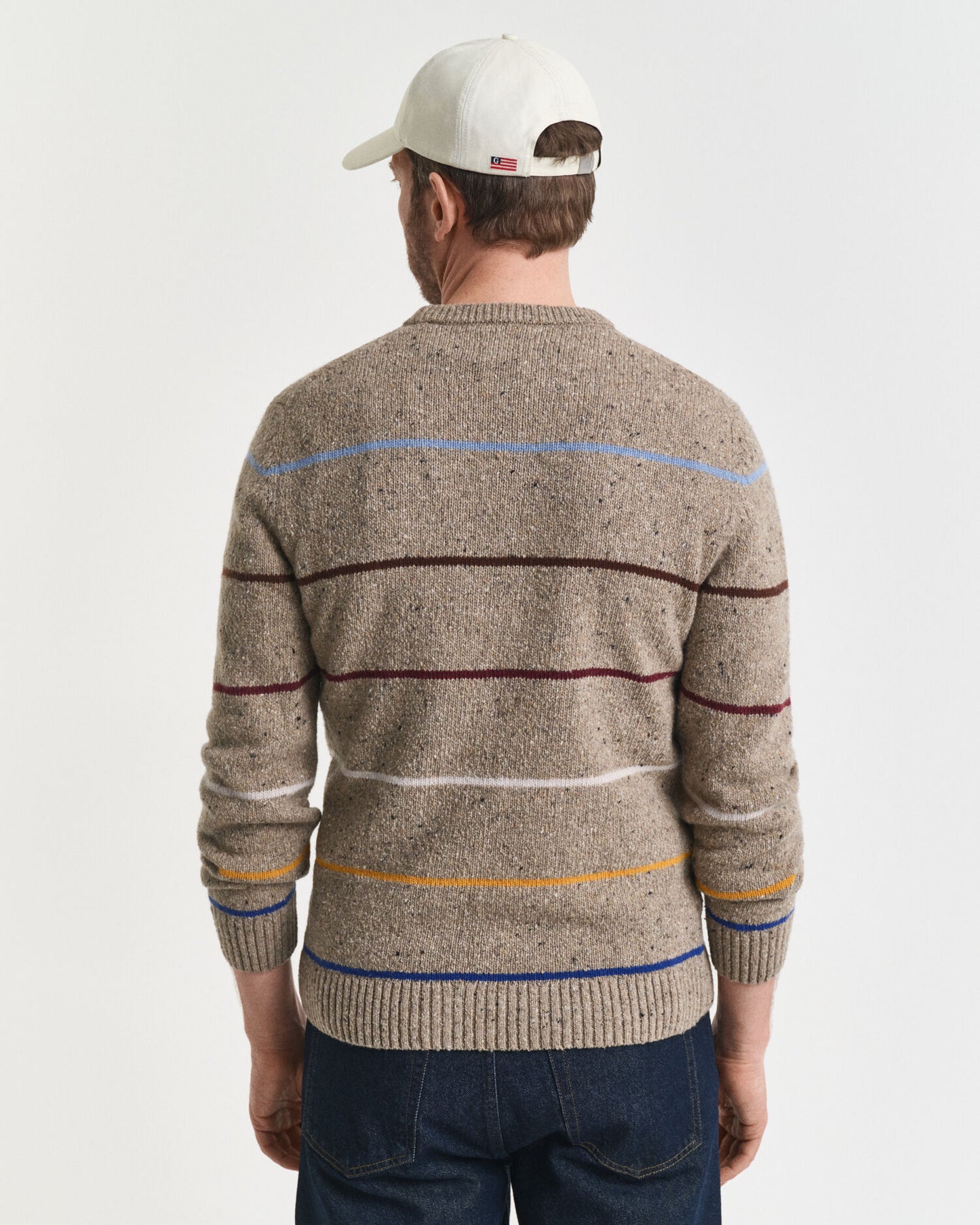 Striped Wool Blend Nepps Crew Neck Sweater