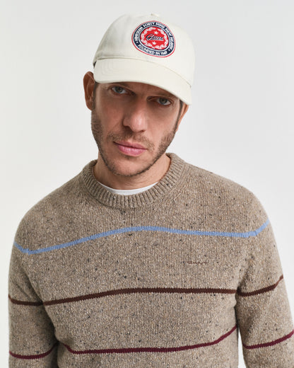 Striped Wool Blend Nepps Crew Neck Sweater