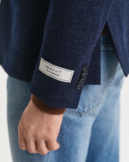 Two-Tone Wool Cotton Jersey Blazer