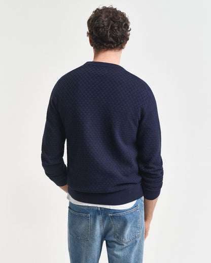 Micro Textured Crew Neck Sweater