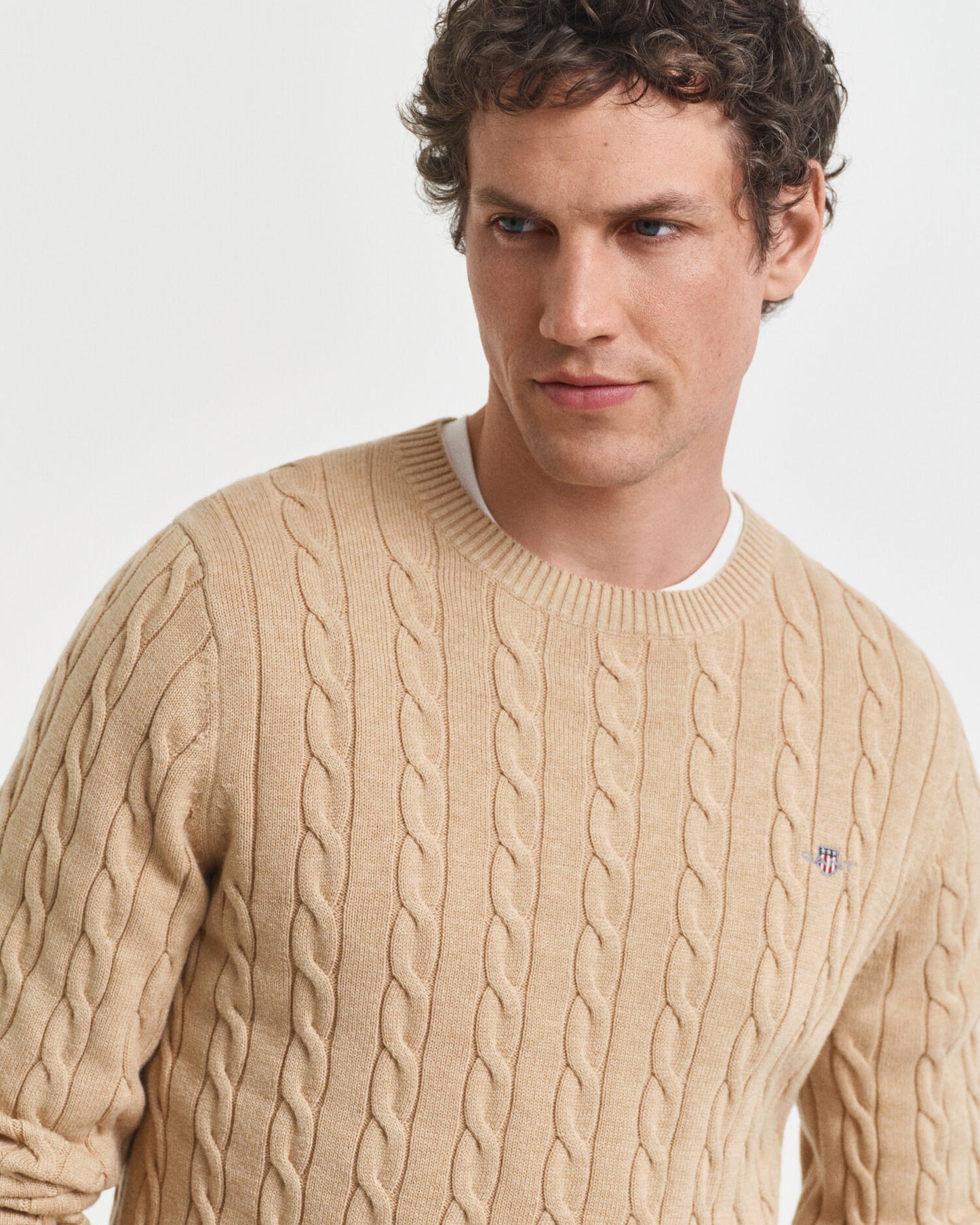 Cotton Cable Knit Crew Neck Sweater