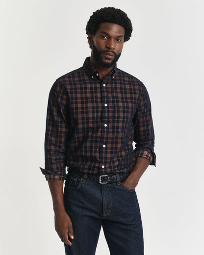 Regular Fit Checked Corduroy Shirt