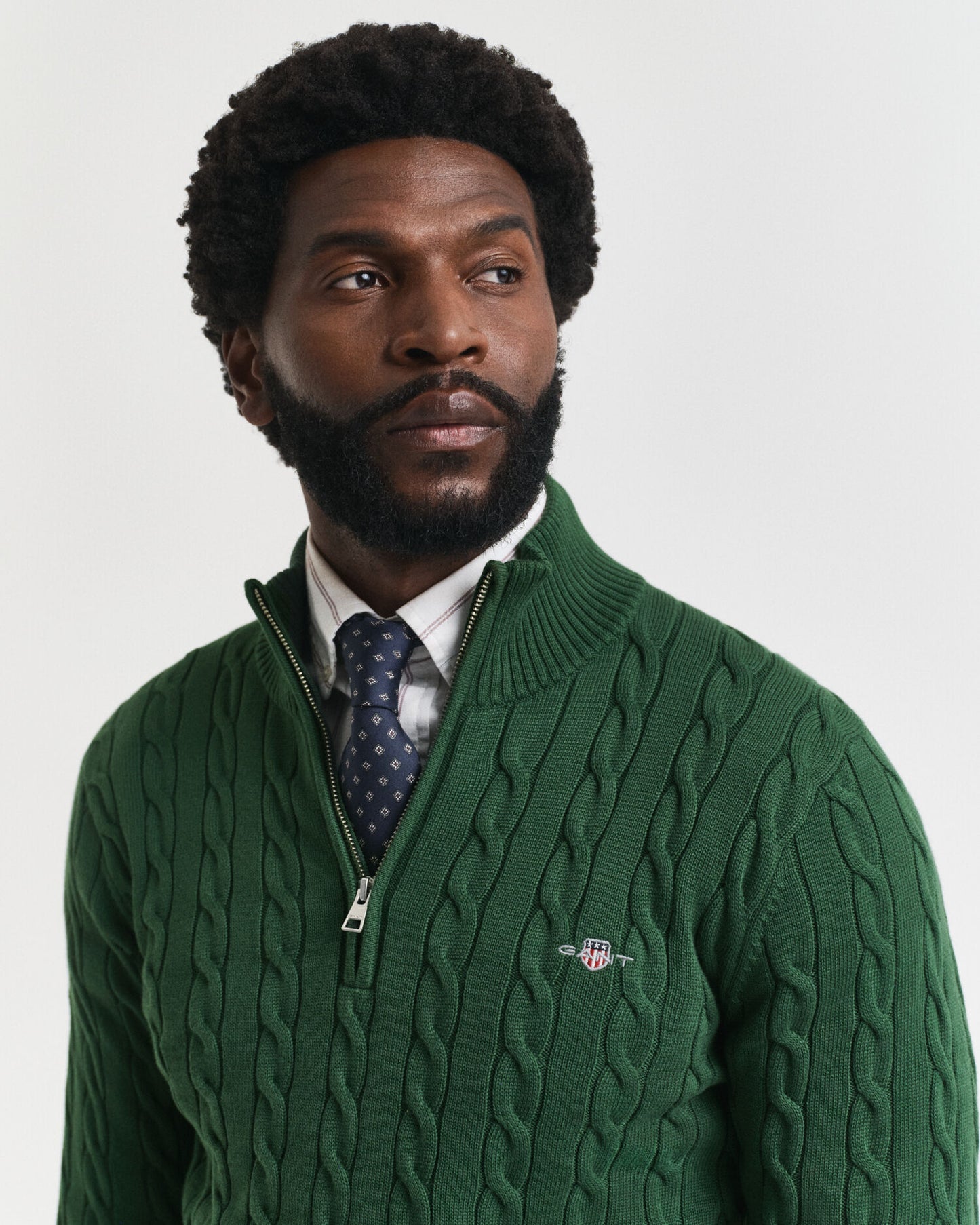 Cotton Cable Knit Half-Zip Sweater