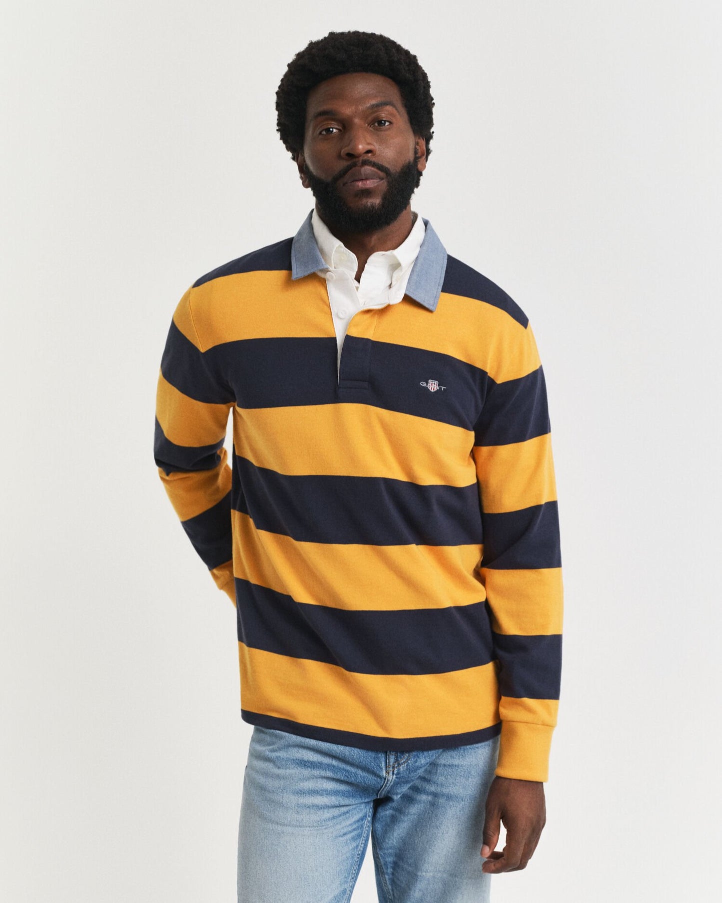 Chambray Collar Striped Heavy Rugger