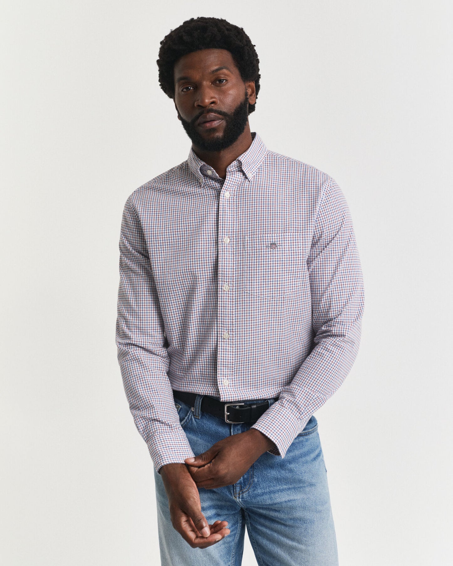 Regular Fit Micro Checked Classic Poplin Shirt