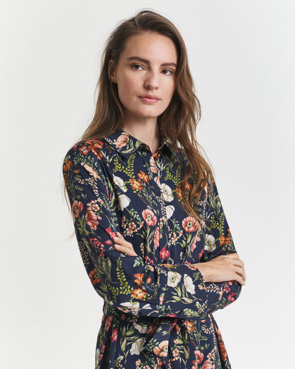 Floral Print Viscose Shirt Dress