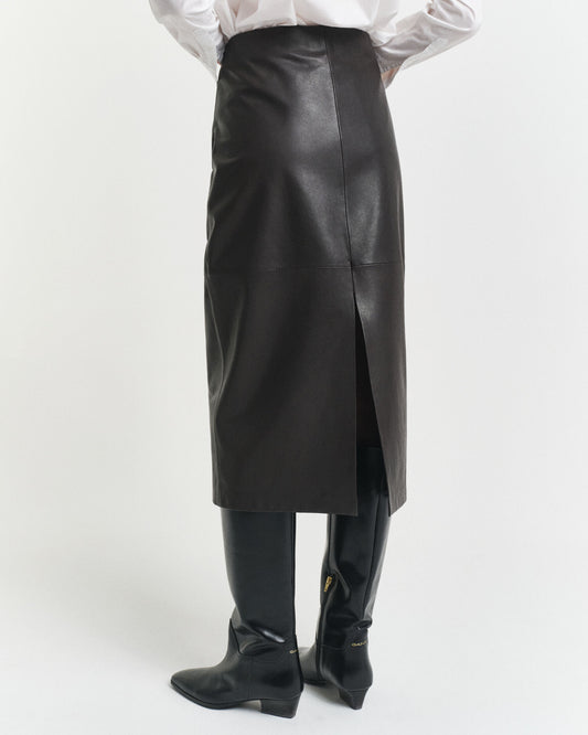 Leather Midi Pencil Skirt