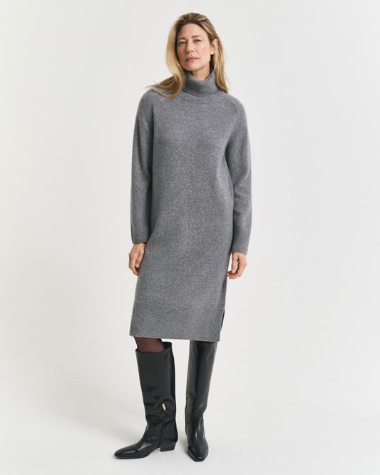 Knit Detail Turtleneck Dress