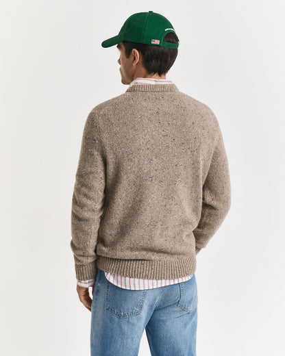 Wool Blend Nepps Crew Neck Sweater