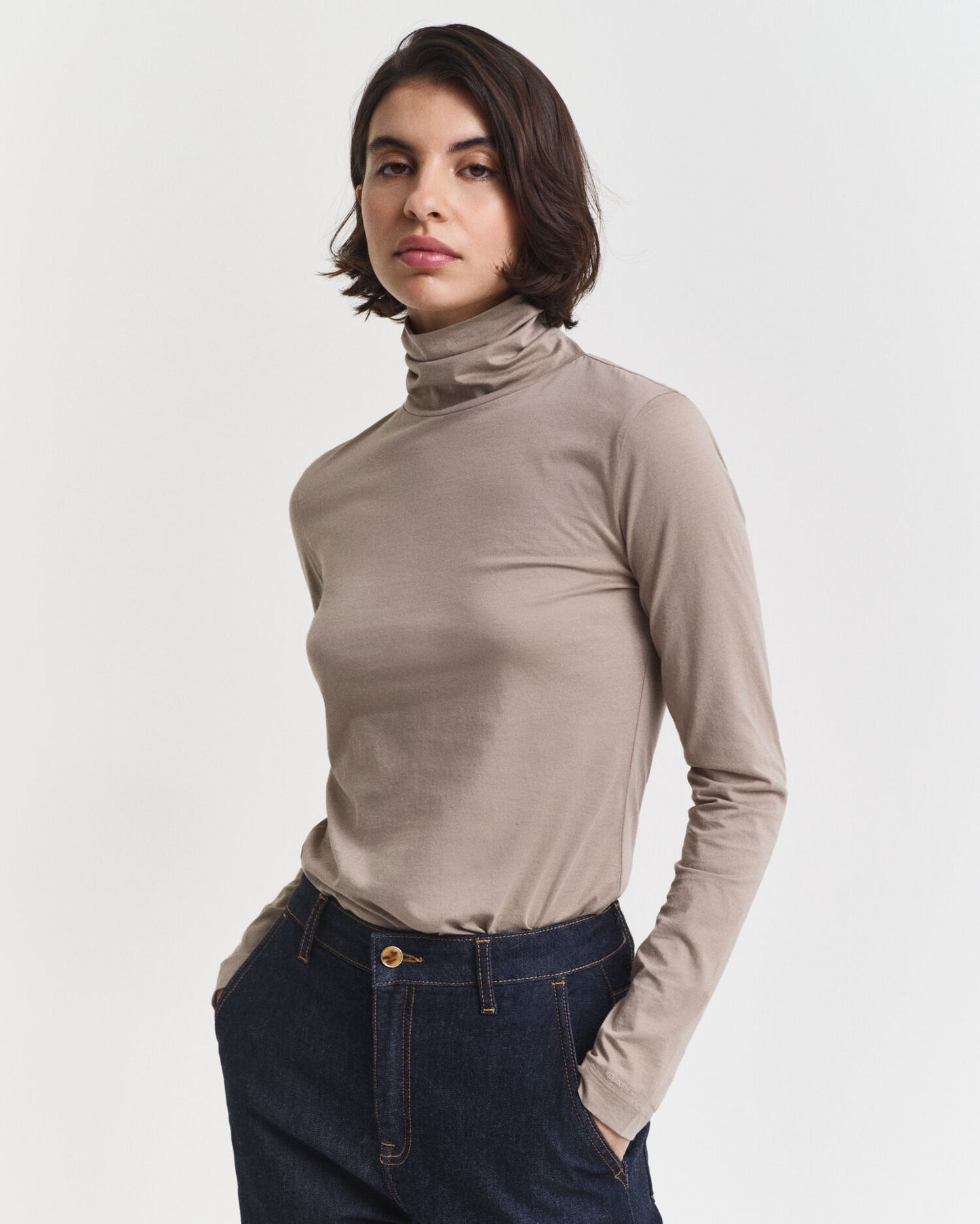 Lightweight Cotton Turtleneck Top
