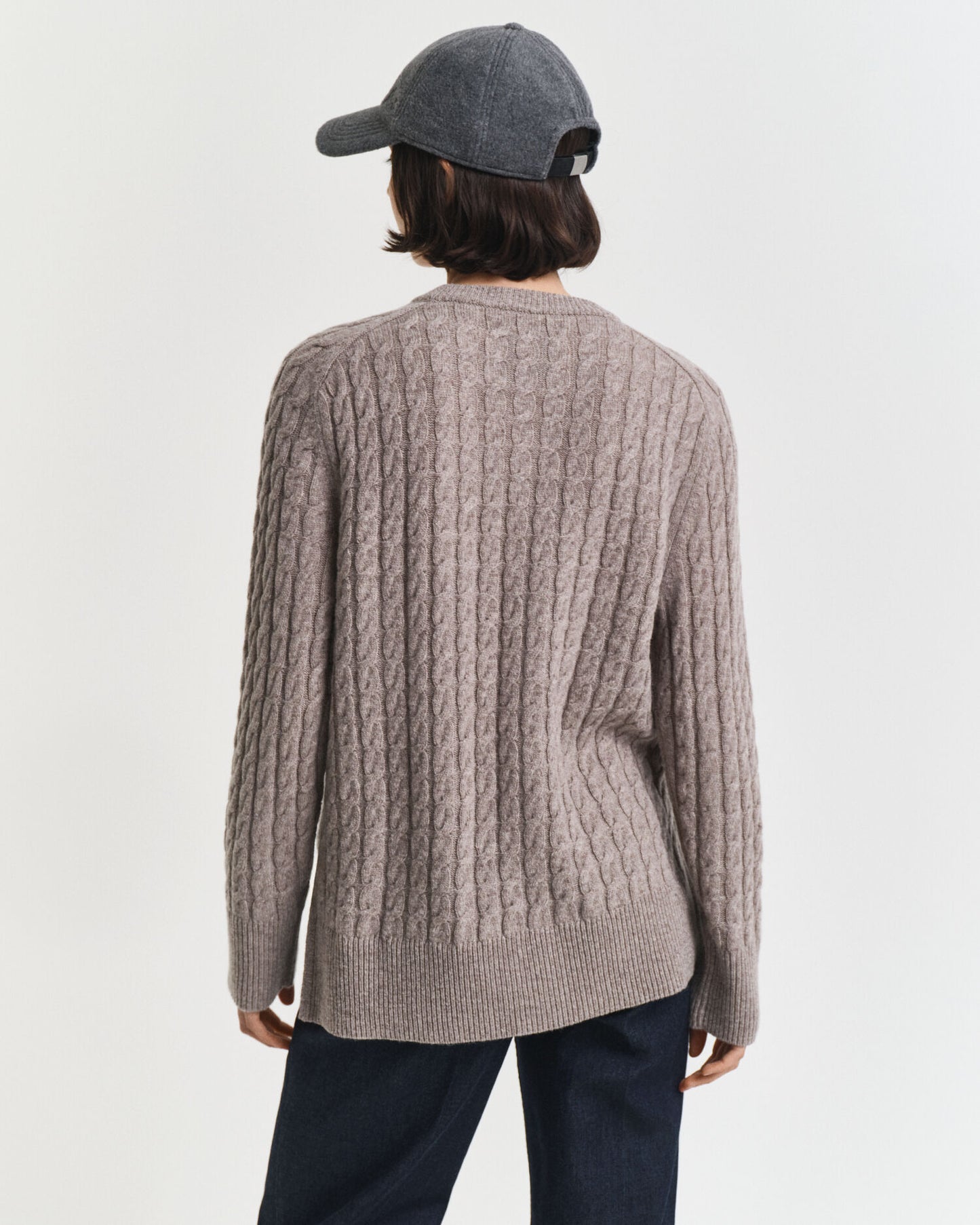 Wool Cable Knit Crew Neck Sweater
