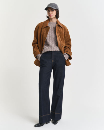 Wool Cable Knit Crew Neck Sweater