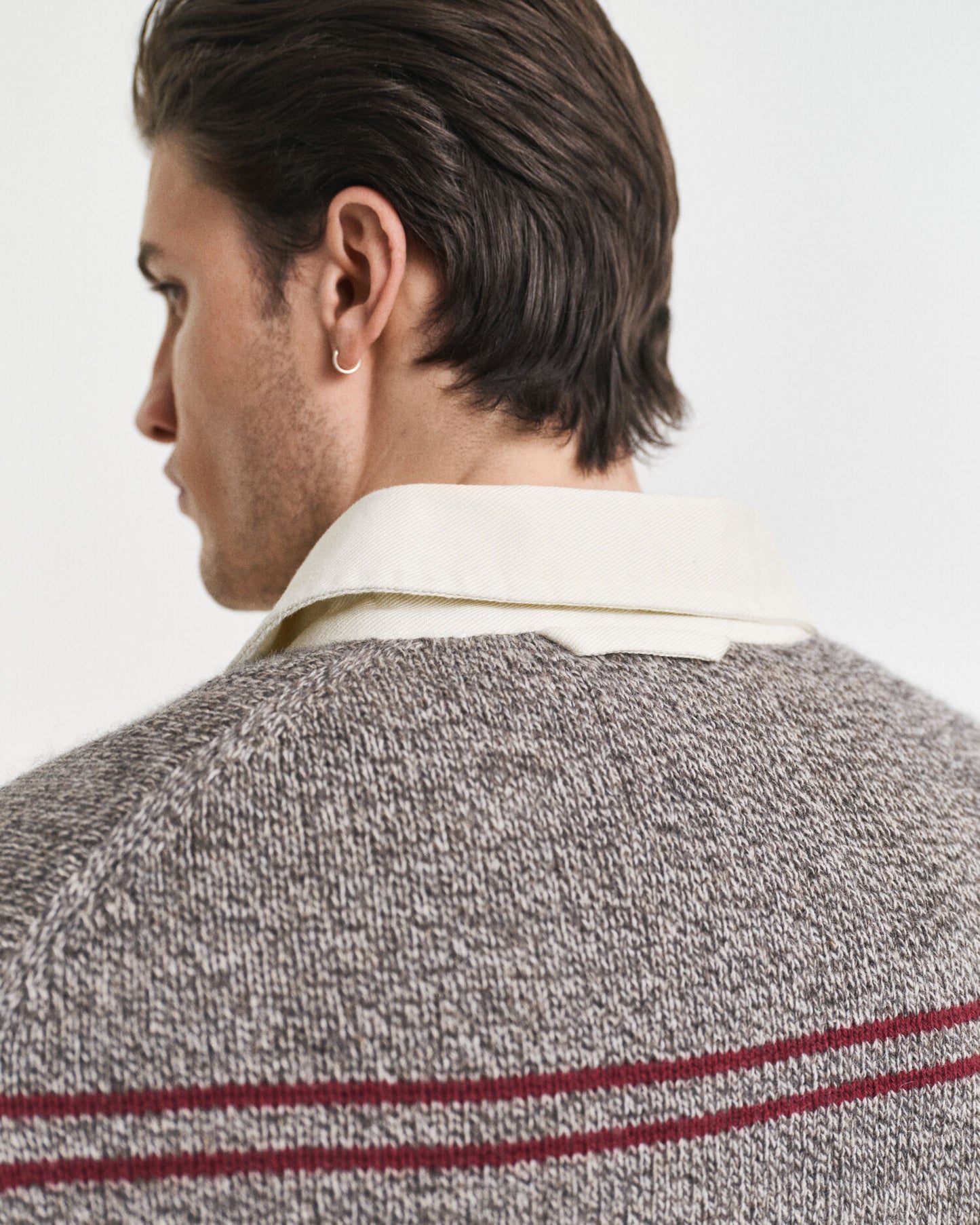 Striped Wool Blend Polo Sweater