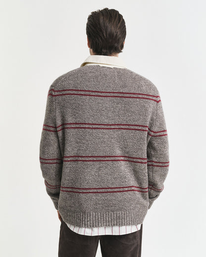 Striped Wool Blend Polo Sweater