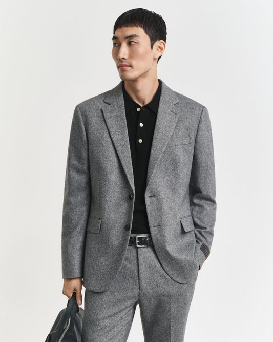 Slim Fit Flannel Herringbone Suit Jacket