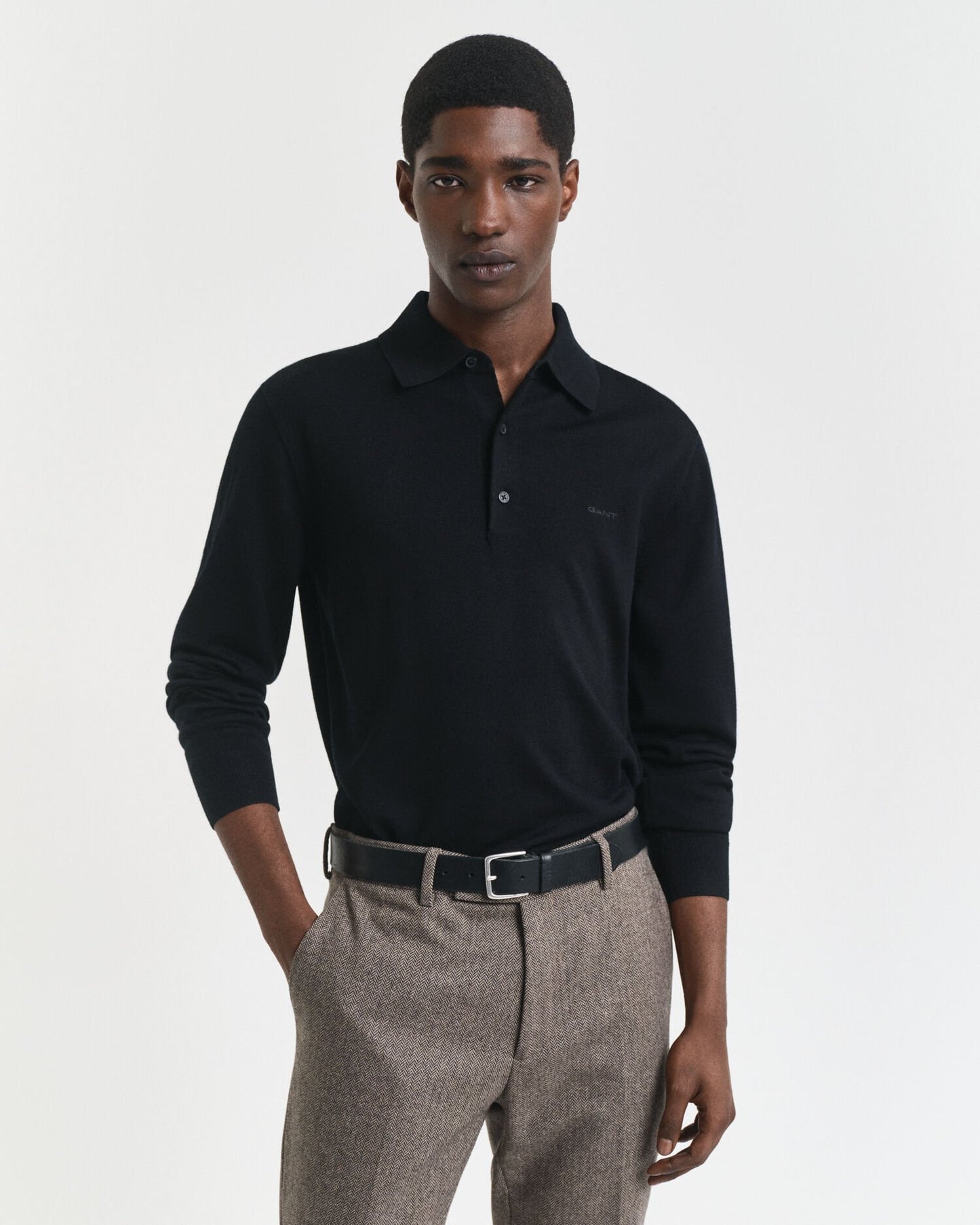 Extra Fine Merino Wool Polo Sweater