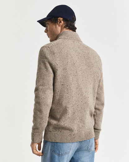 Wool Blend Nepps Half-Buttoned Sweater