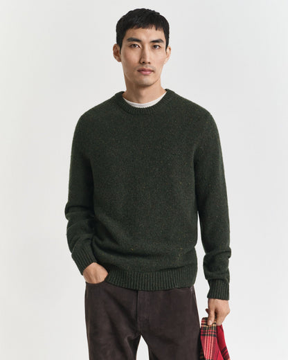 Wool Blend Nepps Crew Neck Sweater