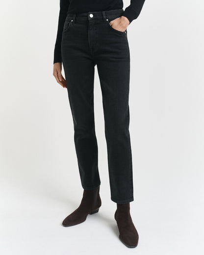 Slim Fit Cropped Black Jeans