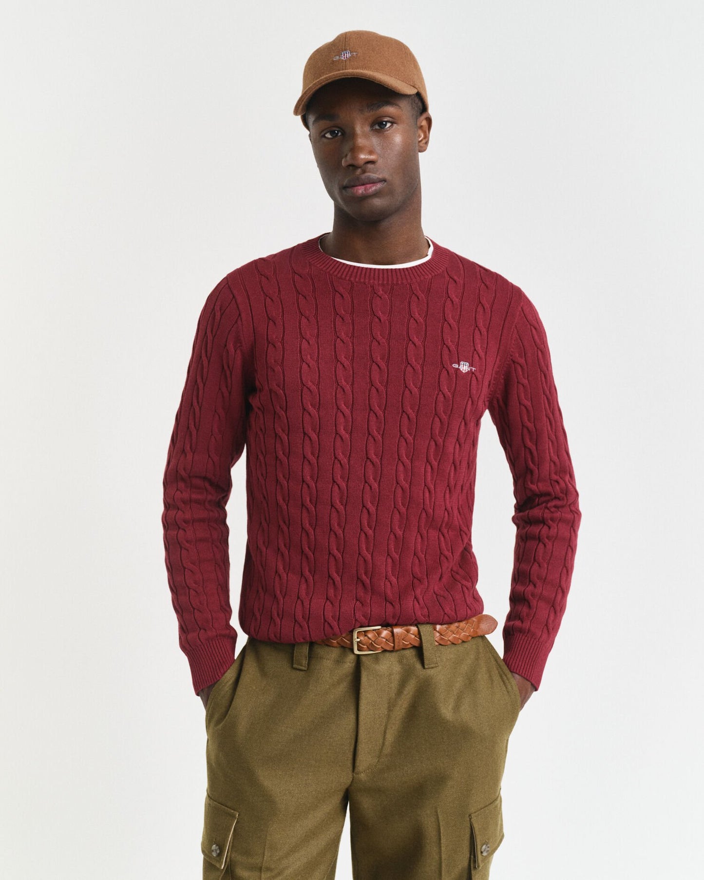 Cotton Cable Knit Crew Neck Sweater