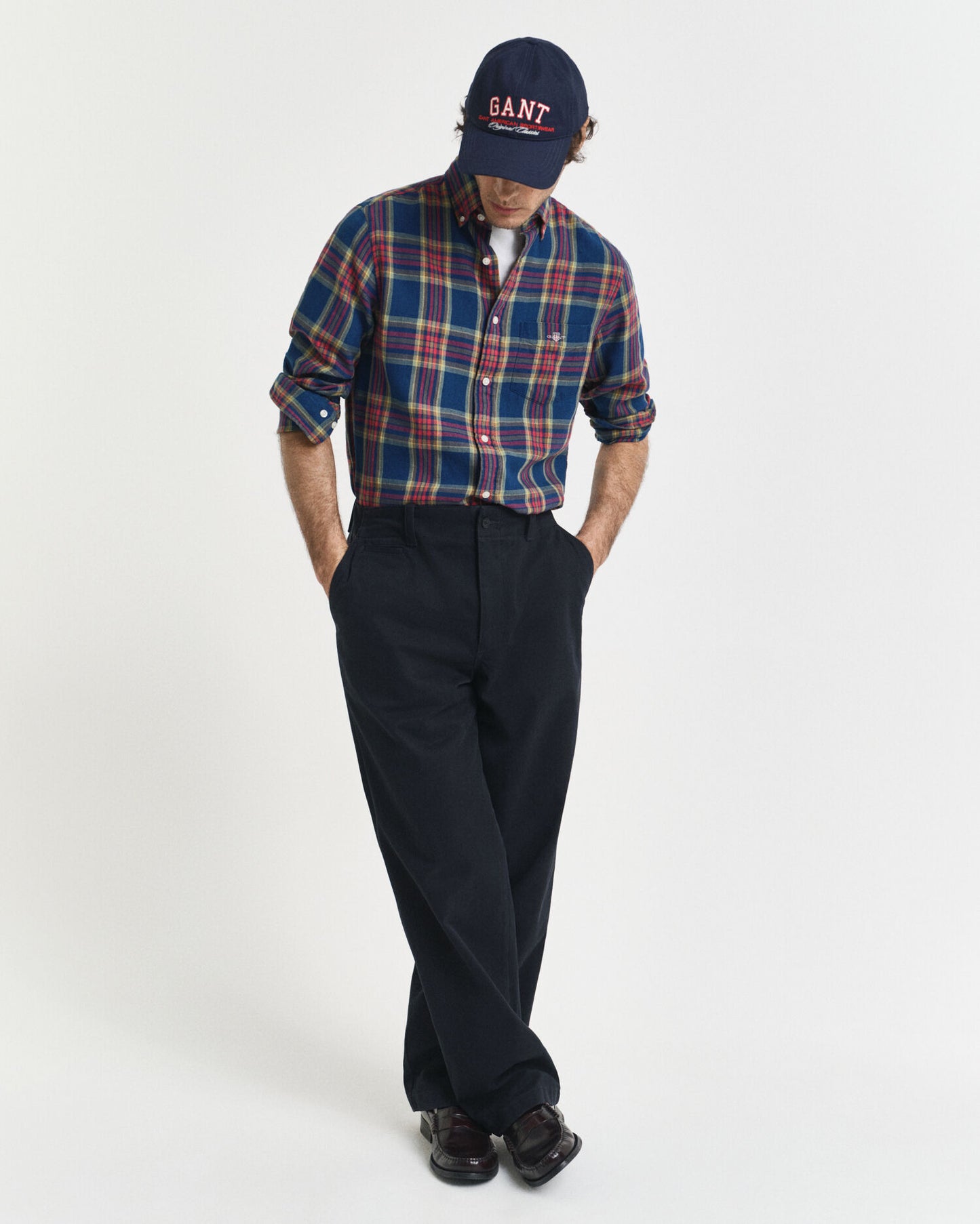 Regular Fit Checked Indigo Twill Shirt