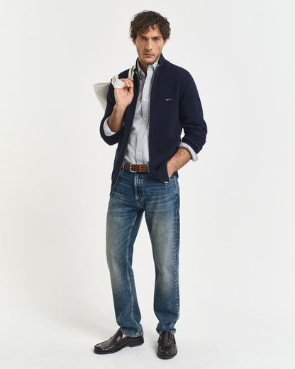 Cotton Piqué Zip Cardigan